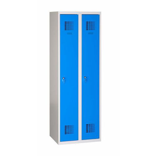 Armoire Raphael 2 compartiments Gris/Bleu Clair - Acier Epoxy - 180x60x50cm - Livrée montée, Fermeture à clé