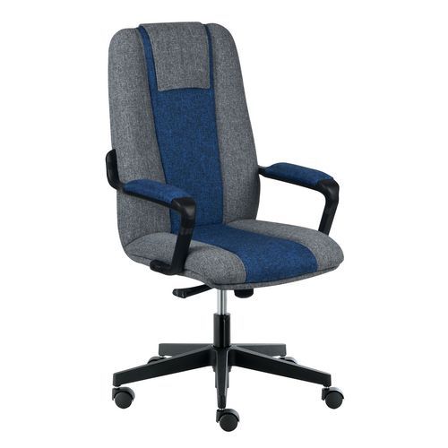 Chaise de bureau Tribun - Gris/Bleu - Assise réglable 45-55 cm - Ergonomique et Confortable - Charge max 130 kg