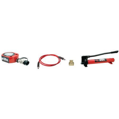 BVA - Kit vérin hydraulique galette 30T - Pompe manuelle - 3000 kg - Levée 13 mm