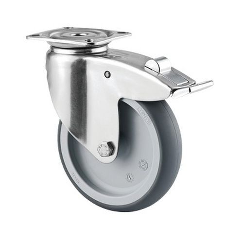 Roulette Pivotante Inox Frein Charge 100kg Platine D125