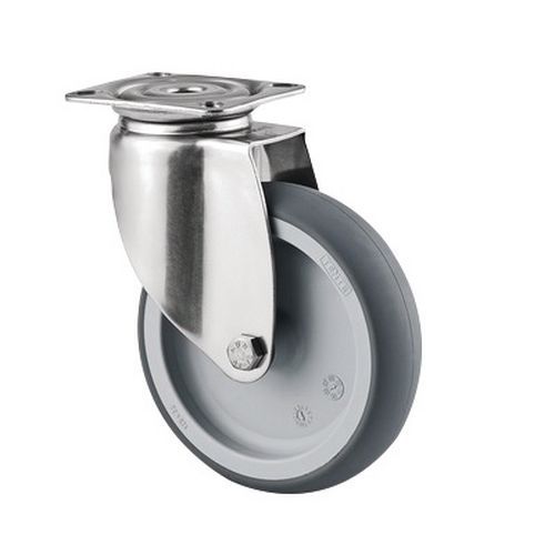 Roulette Pivotante Inox 100 Kg à Platine Diamètre 125 Mm