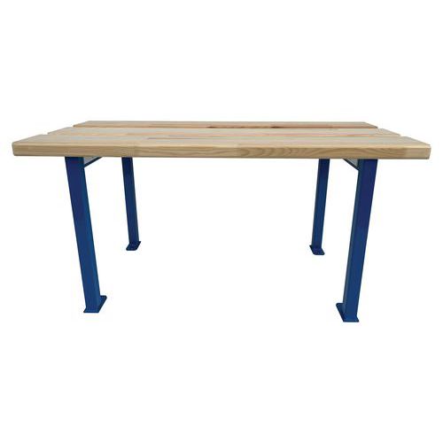 Banc vestiaire fixation au sol 1,2 m - Assise pin et structure acier bleu - 5017 - Robuste et pratique pour vestiaires