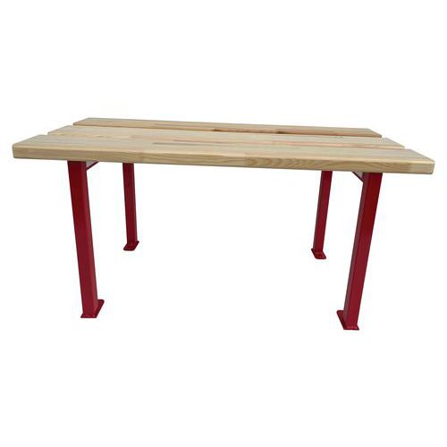Banc vestiaire fixation au sol 2,1m - Structure acier rouge, assise pin - 45cm hauteur - Robuste et pratique