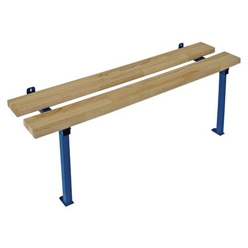 Banc vestiaire fixation mur/sol 1,8m bleu - Assise pin - Structure acier - 45cm hauteur - Robuste et pratique