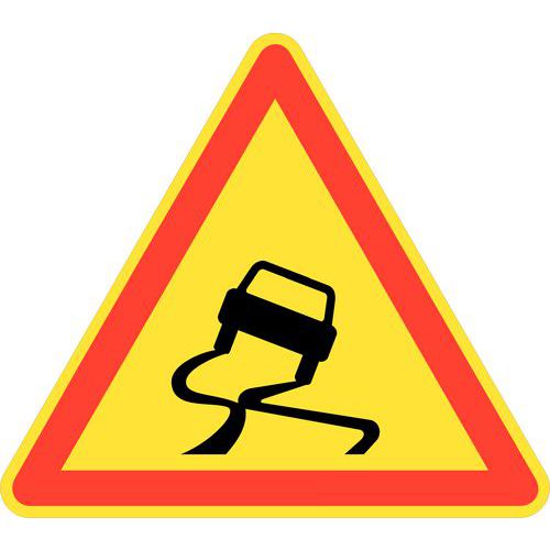 SVMS - Panneau Signalisation Danger Chaussée Glissante Acier 700mm T1 - Garantie 3 Ans