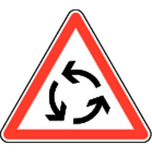 SVMS - Panneau de Signalisation Triangle AG3 500mm Classe 2 - Carrefour à Sens Giratoire - Sécurité CE