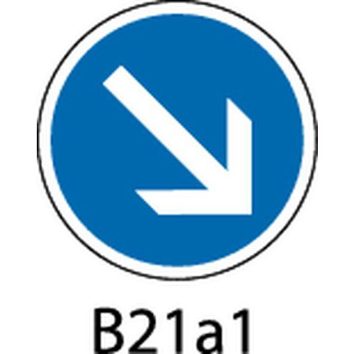 SVMS - Panneau Signalisation Obligation B21a1 Contournement Droite - Rond 45cm Acier Classe 2 DG - 3 Ans Garantie