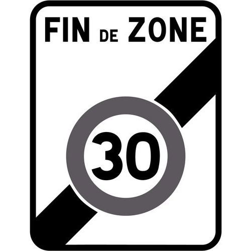 Panneau de signalisation rectangle sortie zone 30 km/h - 500x650mm classe 1 acier - CE garanti 3 ans