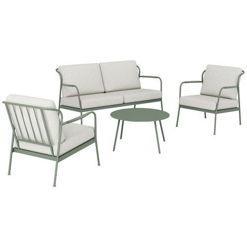 Ensemble Noa Ii : 1 Table Basse 1 Canapé 2 Faut Gris/vert