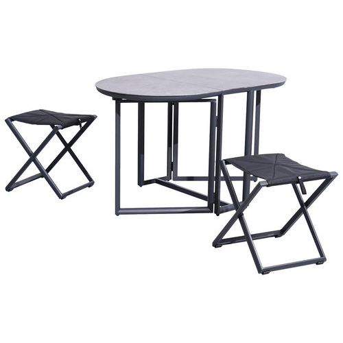 Pack Balcon 1 Table + 2 Tabourets - Graphite