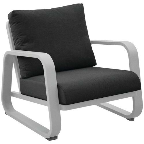 Fauteuil Lounge Antonino - Blanc Coussin Gris