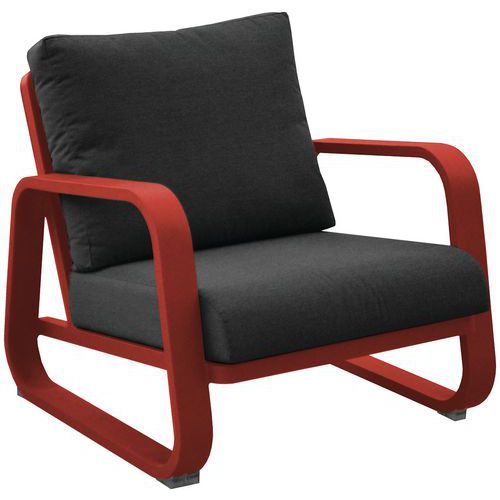 Fauteuil Lounge Antonino - Rouge Coussin Gris