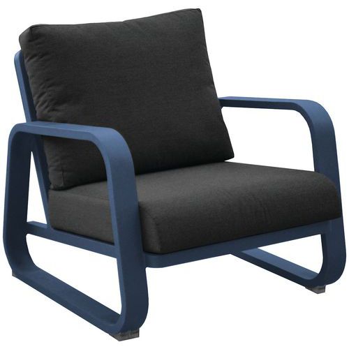 Fauteuil Lounge Antonino - Bleu Coussin Gris