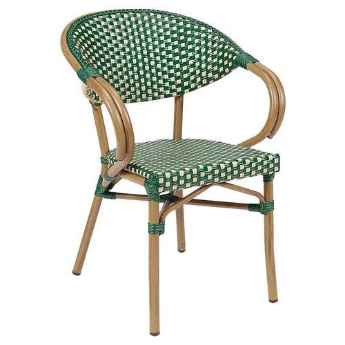 Fauteuils Paris 9 Tressage Wicker Vert Ivoire/bamboo Look