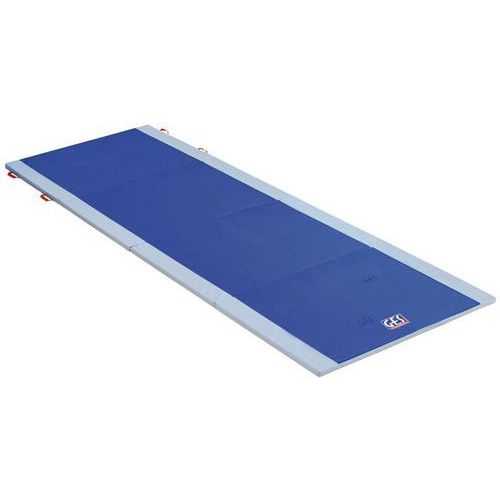GES - Chemin de gymnastique bicolore bleu/blanc - 1200 x 200 cm - Épaisseur 5.5 cm - Norme EN 12503