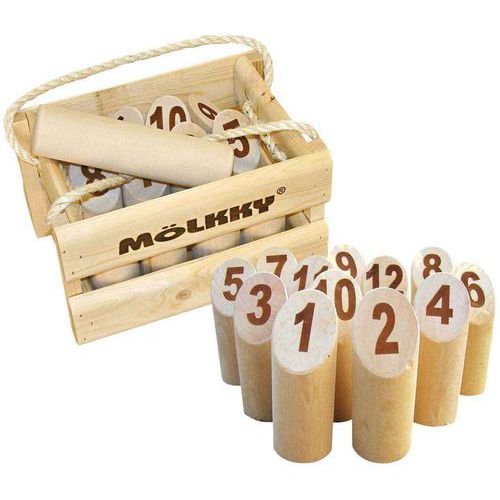 Jeu de Molkky - Jeu d'adresse en Bois Exotique - Pour Terrain Sable - Idéal Activité Extérieure