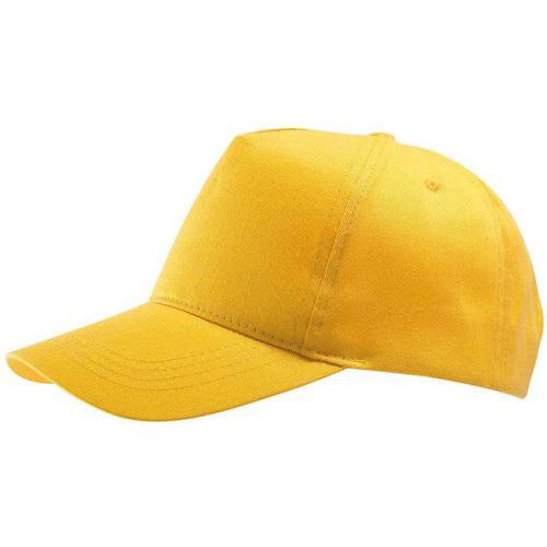 Sol-s - Casquette 5 Panneaux Twill Jaune Réglable Velcro - Oeko-Tex Standard 100 - Éco-responsable
