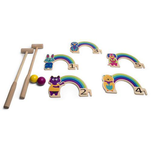 BS Toys - Jeu de croquet en bois exotique multicolore - Pour terrain sable - Idéal pour l'extérieur