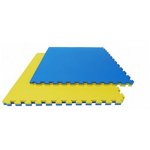 Sportcom - Tapis Puzzle Arts Martiaux Épaisseur 2 cm Bleu Jaune - Idéal Entraînement