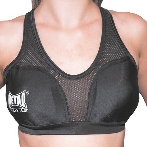 Metal Boxe - Brassière de Combat avec Coques - Noir - Taille XL - Protection Féminine