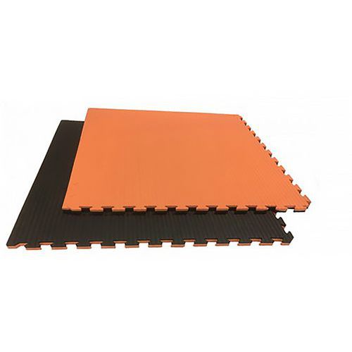 Sportcom - Tapis Puzzle Arts Martiaux 4 cm Noir Orange - 1m x 1m - Sol Sécurisé et Durable