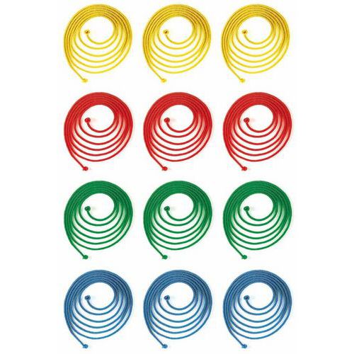 Lot de 12 cordes à sauter 2m coloris assortis - Polypropylène - Idéal pour fitness et musculation
