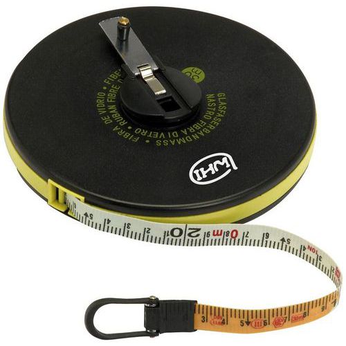 IHM - Ruban de mesure décamètre 20m Fibre de verre Noir/jaune - Robuste et précis