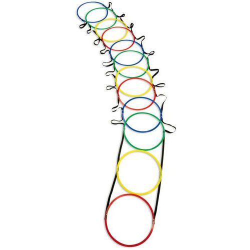 Échelle d'agilité PVC Multicolore 500 cm avec 12 cerceaux - Entraînement et Performance