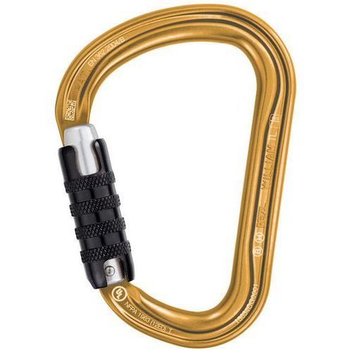 Petzl - Mousqueton William Triact-Lock Aluminium Marron - 27mm Ouverture - 90g - Fermeture Automatique - 27kN Résistance