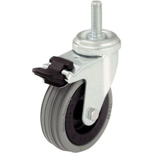 Roul Piv+frein Tige Filetee D=50mm F=40kg B Dg Caoutchouc