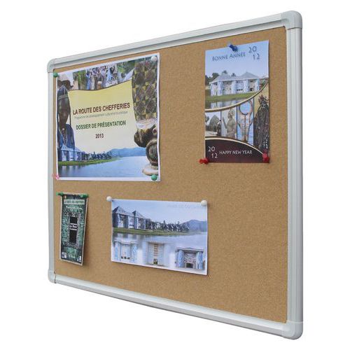 Ulmann - Panneau d'affichage Liège 90x120 cm Gris Aluminium - Éco-responsable 40% recyclé - 5 ans garantie