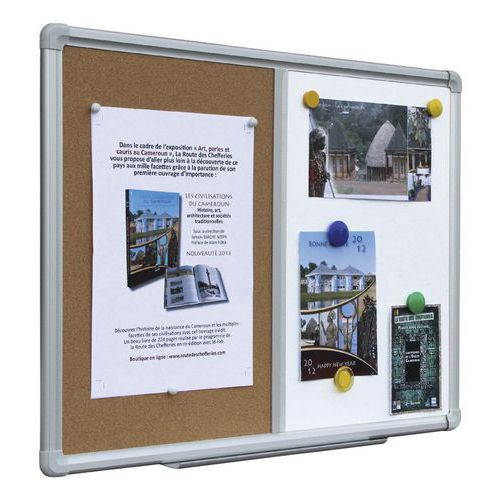 Ulmann - Panneau d'affichage Mixte 90x120 cm Gris Aluminium - Éco-responsable 40% recyclé - 5 ans garantie