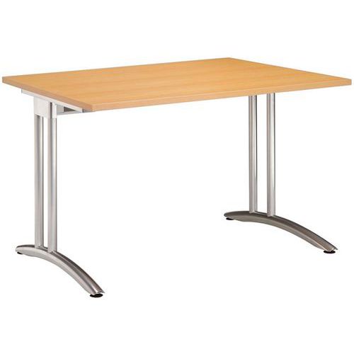 Hammerbacher - Bureau droit Minos - Hêtre/Gris - 120x80cm - Hauteur 72cm - Plateau Mélaminé 25mm - Classique