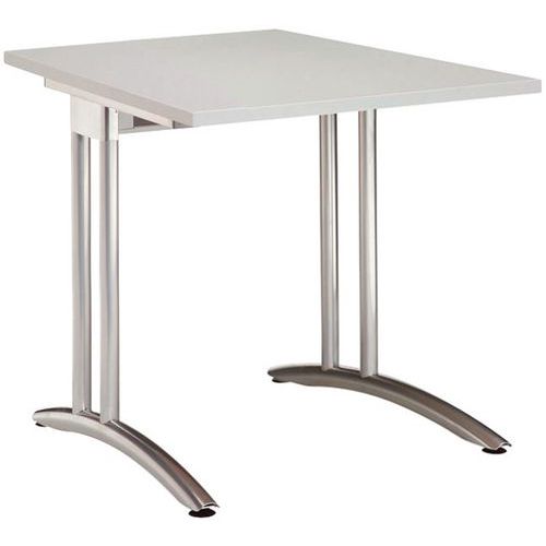 Hammerbacher - Bureau droit Minos - 80x80 cm - Gris Clair & Gris - Mélaminé & Métal - Hauteur 72 cm - Classique