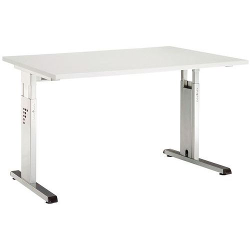 Hammerbacher - Bureau droit Minos 120cm Gris Clair - Hauteur réglable 68-76cm - Plateau Mélaminé 25mm - Charge 80kg