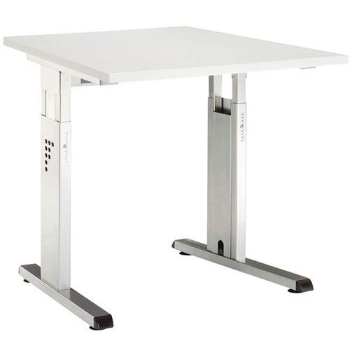 Hammerbacher - Bureau droit Minos réglable en hauteur 68-76 cm Gris Clair 80x80 cm - Charge 80kg - Métal