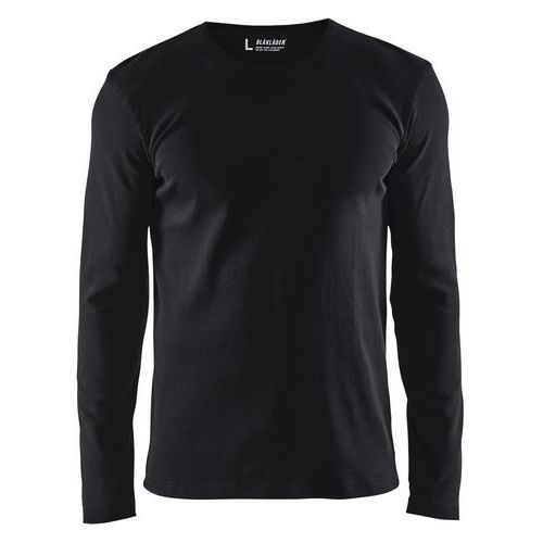 T-shirt Manches Longues Col Rond Noir Taille Xl