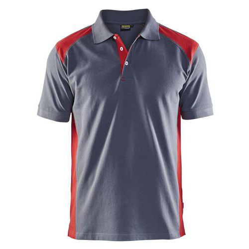 Polo Piqué Gris/rouge Taille Xxl