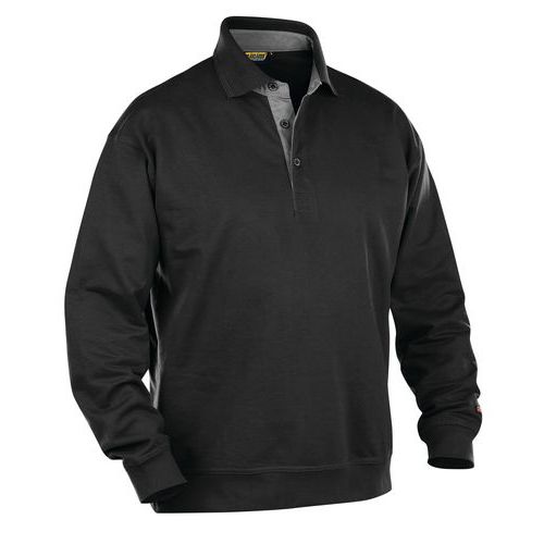 Sweat Col Polo Noir Taille Xxl