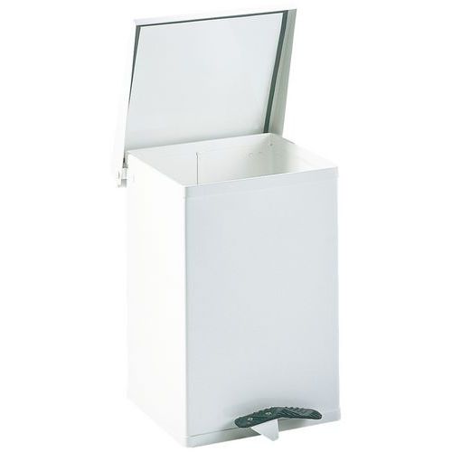 Poubelle Métal à Pédale Blanche Résistant Au Feu - 45 L