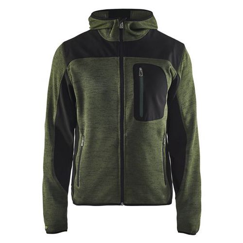 Veste Tricotée à Capuche Vert Armée/noir Taille S