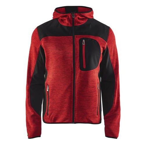 Veste Tricotée à Capuche Rouge/noir Taille Xxxl