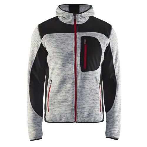 Veste De Travail Tricotée À Capuche Gris Chiné/noir Taille 4xl - Unisexe