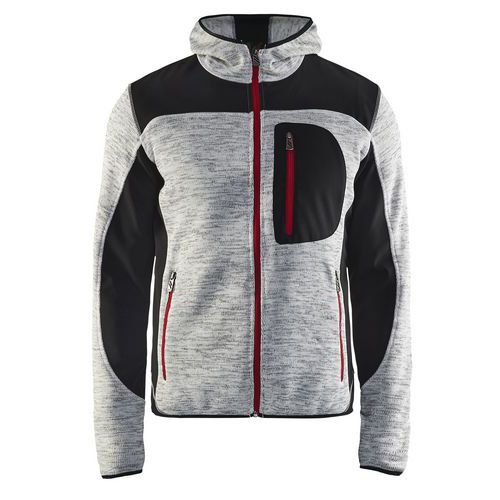 Veste De Travail Tricotée à Capuche Gris Chiné/noir Taille S