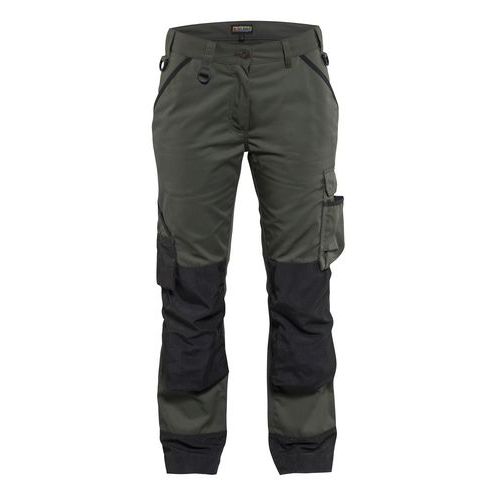Pantalon De Travail Paysagiste Femme Vert Armée/noir Taille 40