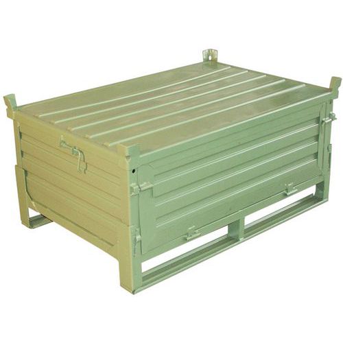 Sameto Technifil - Caisse Palette Métal Pliante 340L - Acier Vert - Charge 800kg - 1240x840x610mm