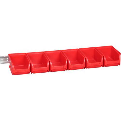 Jeu De 5 Bacs Rouges Et 1 Rail Mural Profiplus Set 2/7