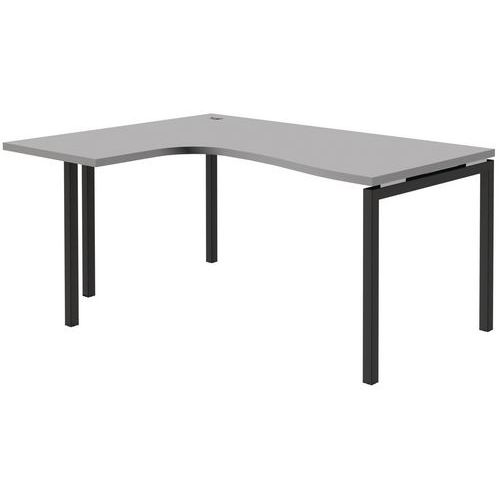 Bureau Compact Retour Gauche Ajustable - Gris Clair - Open - 120x160cm