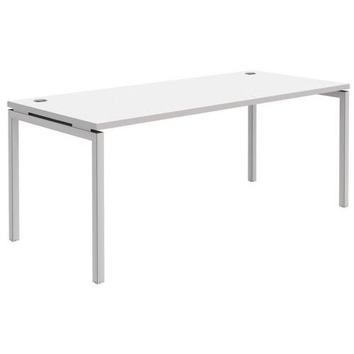 Quadrifoglio - Bureau droit Open 180 cm Blanc - Plateau Mélaminé 30mm - Piétement Métal - Télétravail
