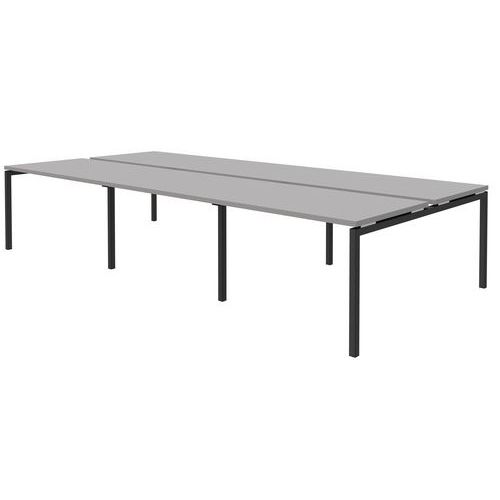 Bureau Droit 6 Places Gris Clair Open Bench - 120 Cm